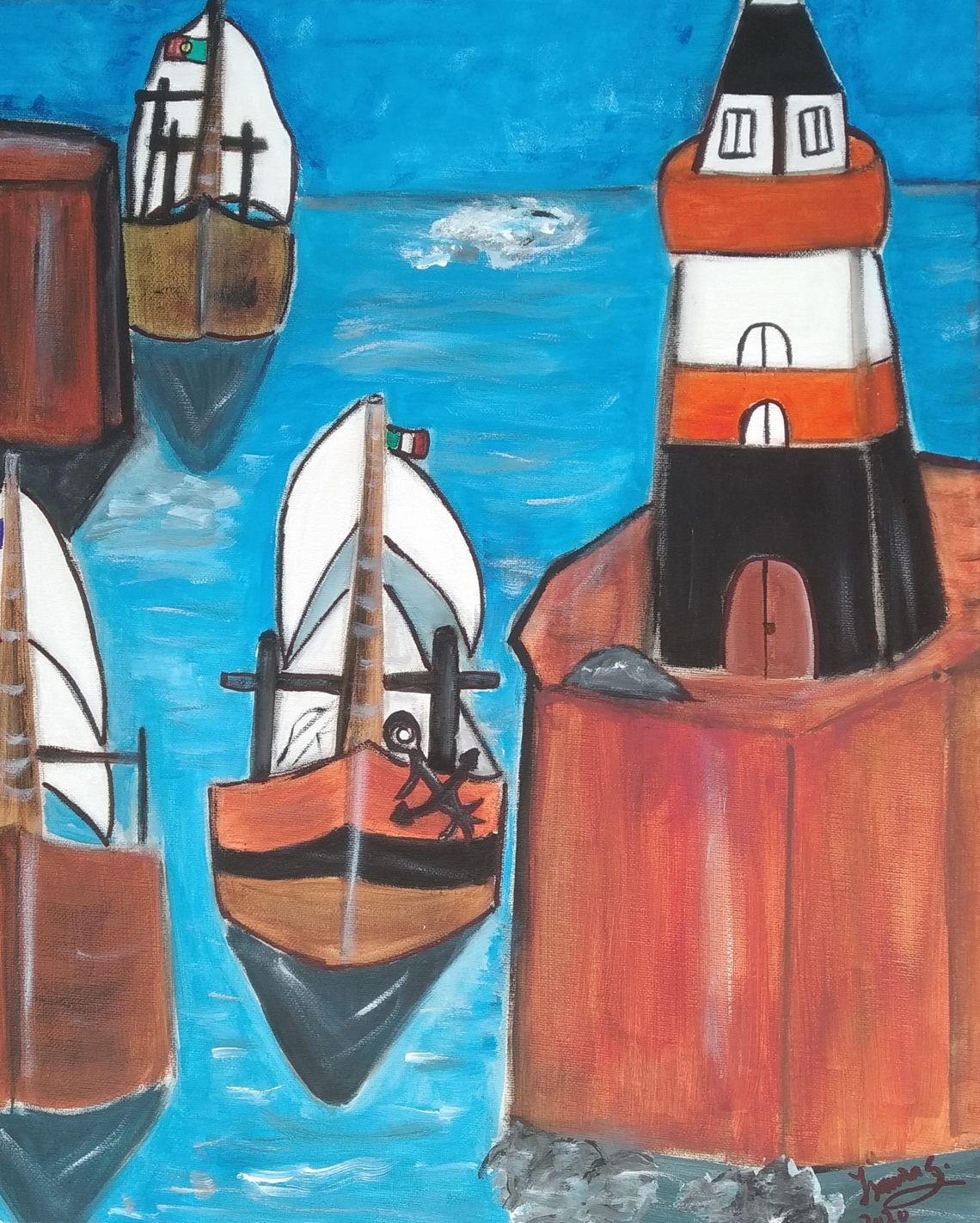 Barcos atracados no farol
